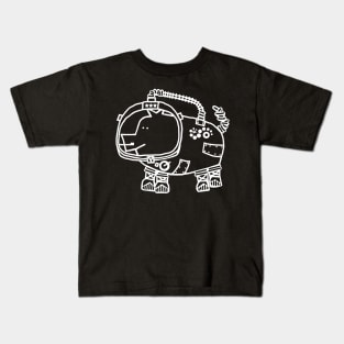 White Line Space Pilot Pig Kids T-Shirt